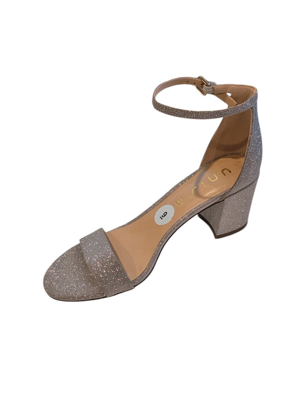 Unisa, Gold/Bronze Sparkle Strappy Block Heels Sz 9